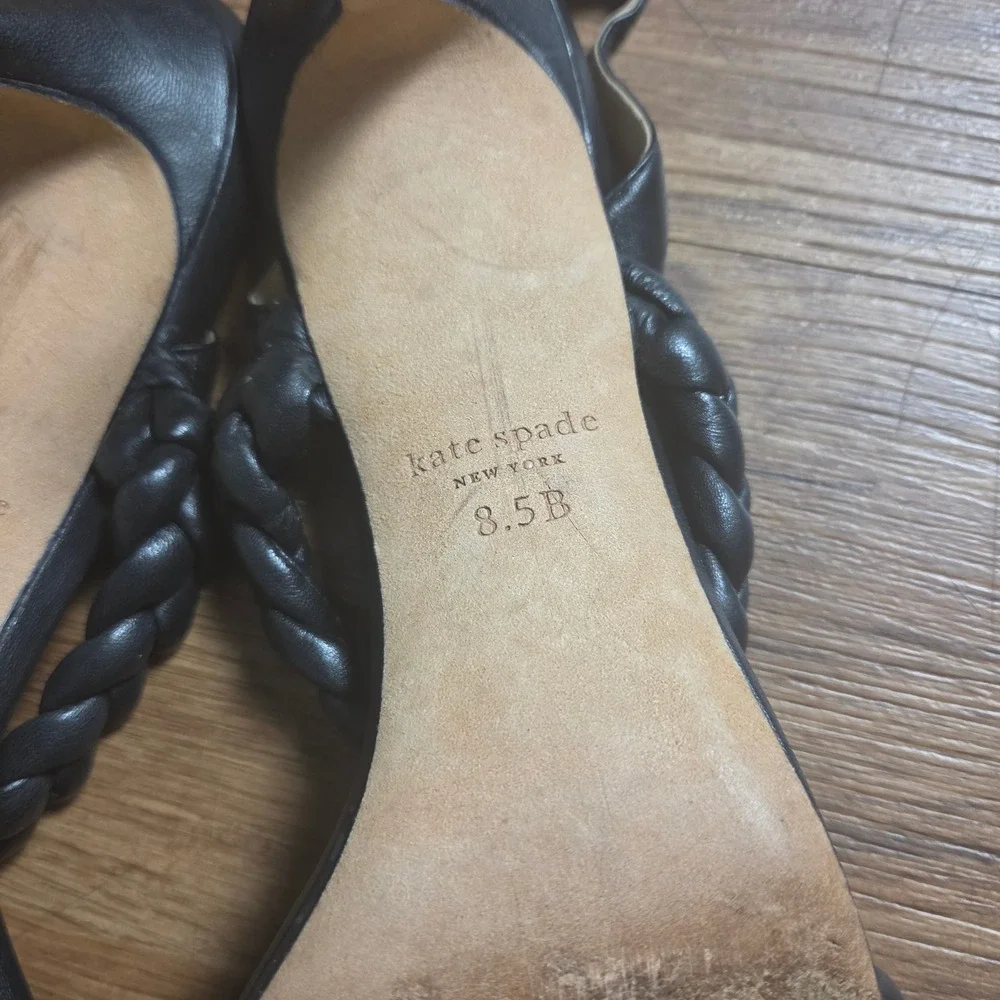 Kate Spade New York Saffron Braided Leather Slingback Sandals 8.5B Stilleto